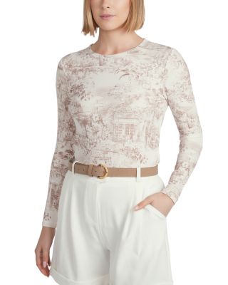 Embroidered Bird Print Top