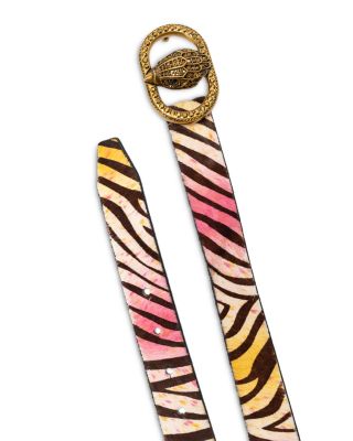 Women's Chelsea Rainbow Zebra Print Calf Hair Belt