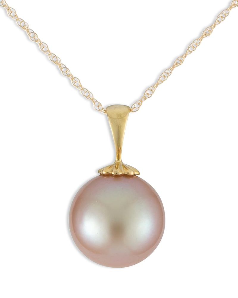 Bloomingdale's Fine Collection Pink Freshwater Pearl Solitaire Pendant Necklace in 14K Gold, 18