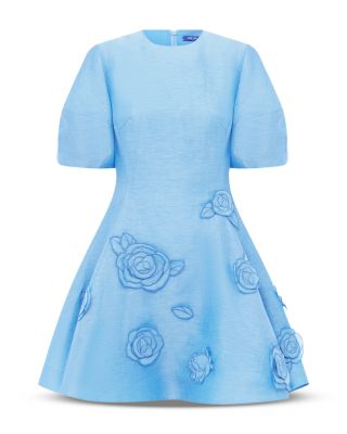 Simona Linen Blend Appliqu&eacute; Mini Dress