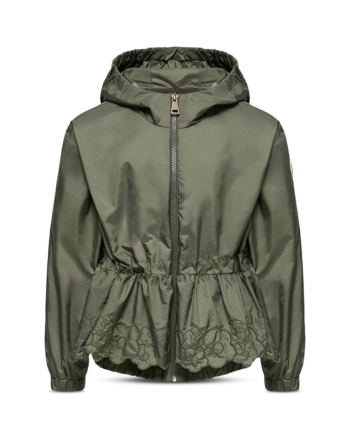 Moncler Girls' Manolya Embroidered Flowers Hooded Rain Jacket - Little Kid, Big Kid