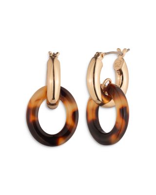 Tortoise Drop Hoop Earrings