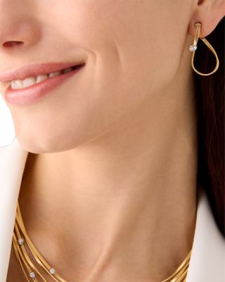 18K White & Yellow Gold Marrakech Diamond Chain Link Hoop Earrings