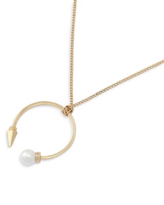 Hazel Imitation Pearl Spike Pendant Necklace, 26-28"