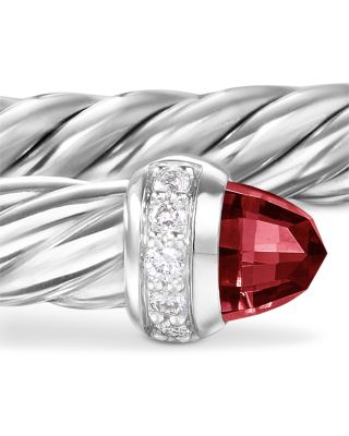 Cablespira Flex&reg; Bracelet in Sterling Silver with Rhodolite Garnet and Diamonds, 4mm