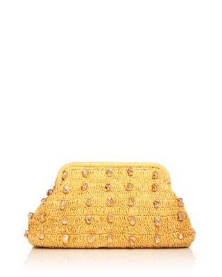 Galia Studded Raffia Clutch