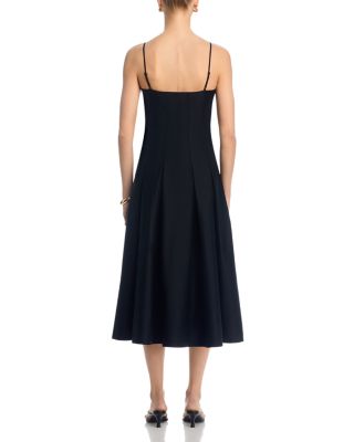 Sateen Pleated Midi Dress