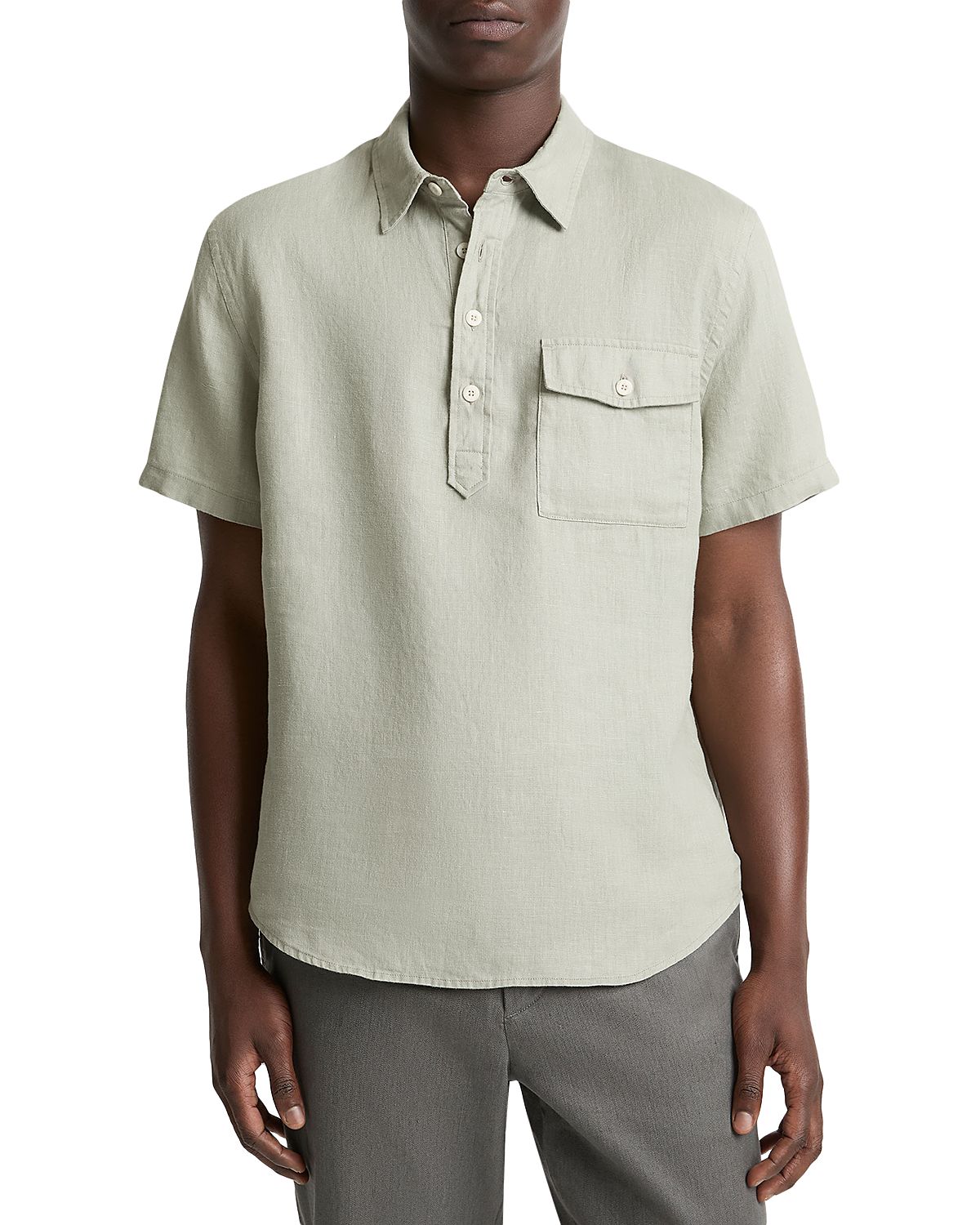 Vince Linen Half Placket Shirt
