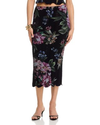 Floral Sweater Knit Midi Skirt - Exclusive