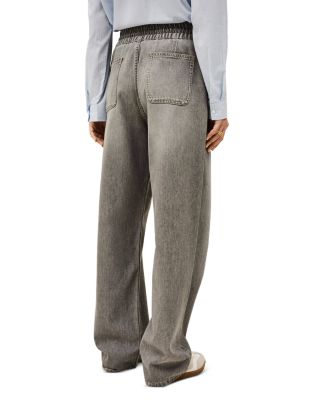 Yima Drawstring Wide Leg Jeans in Grey