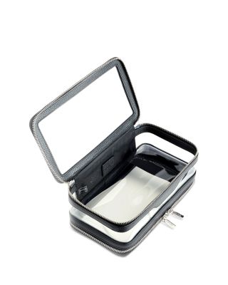 Leather Cosmetic Bag with Clear PVC Panel