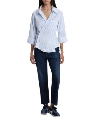 3/4 Sleeve Asymmetric Wrap Shirt