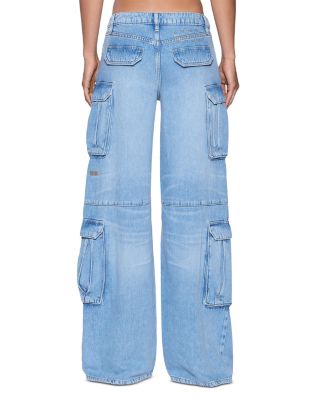 Dropout Low Rise Cargo Jeans in Denim