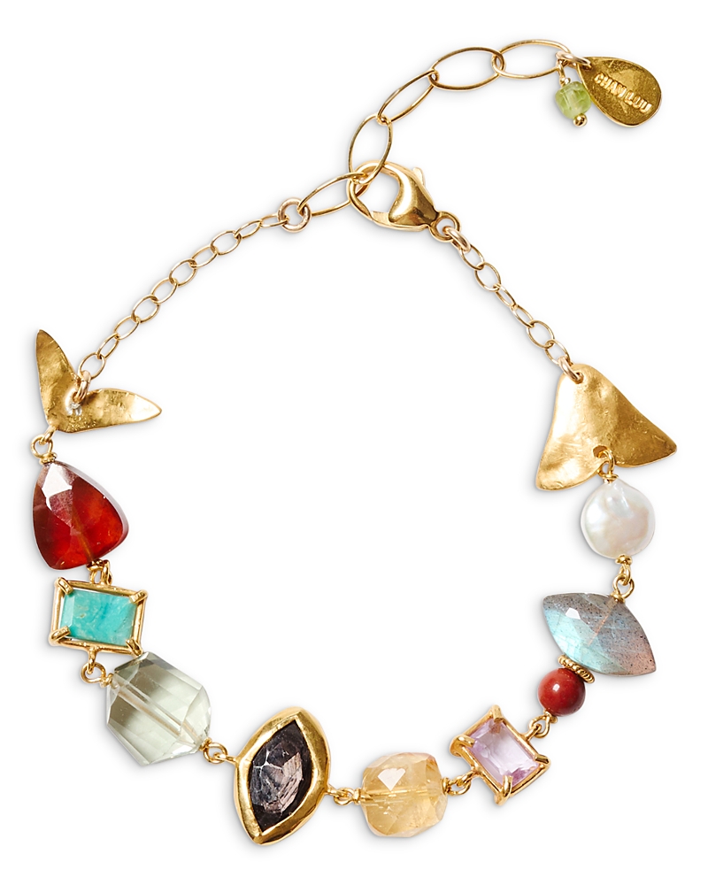 Chan Luu Multi Gemstone Fish Flex Bracelet In Gold