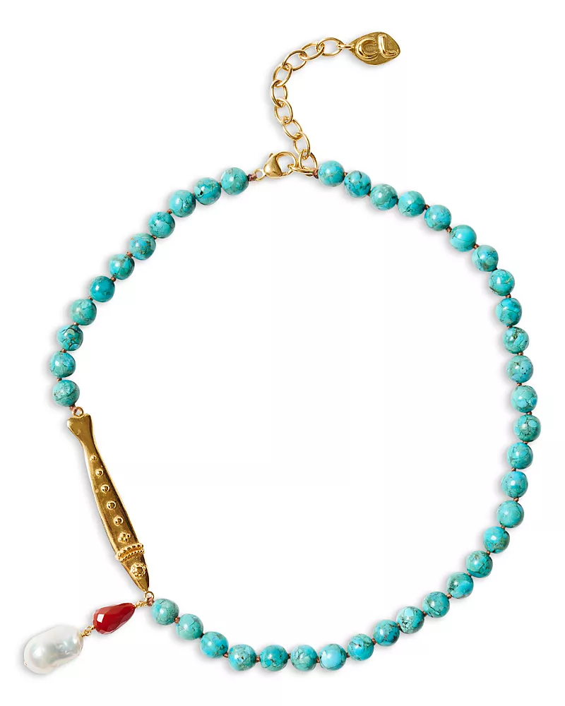 Chan Luu Gemstone & Fish Charm Turquoise Beaded Pendant Necklace, 16