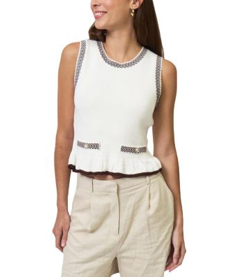 Women's Chloe Ruffle Hem Mixed Herringbone Shell Top