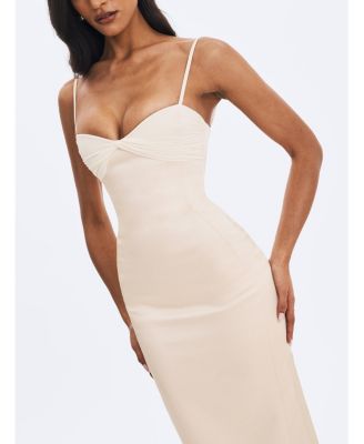  Gracie Ruched Satin Midi Dress