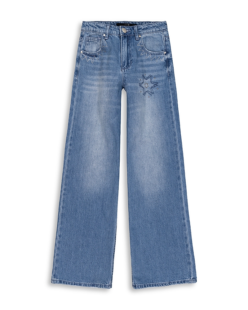 Joe's Jeans Girls' Kate Baggy Fit Star Embroidery Rhinestone Embellished Jeans - Big Kid