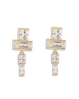 Cubic Zirconia Geometric Drop Earrings - Exclusive