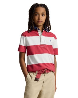 Boys' Striped Cotton Short Sleeved Rugby Shirt - Big Kid