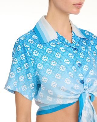 Silk Cropped Knotted Shirt