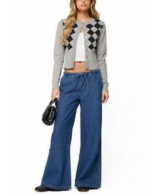  Vicky Tie Waist Low Rise Baggy Jeans