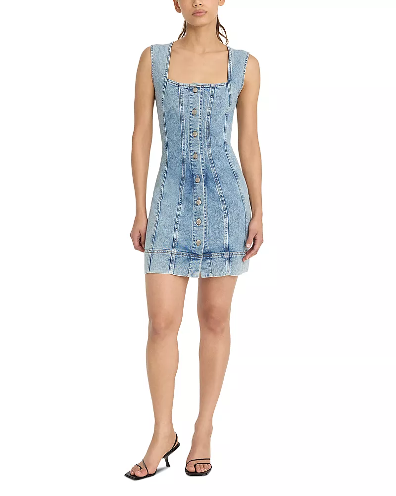 Good American Mini Button Front Dress