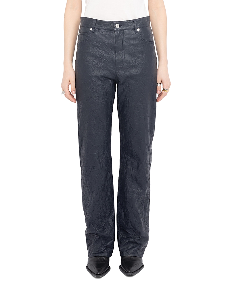 Zadig & Voltaire Evy Crinkled Leather Flared Pants