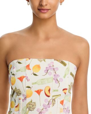 Printed Denim Strapless Top - Exclusive