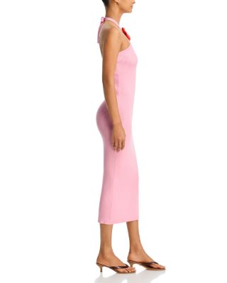 Asymmetric Neck Rosette Trim Dress - Exclusive