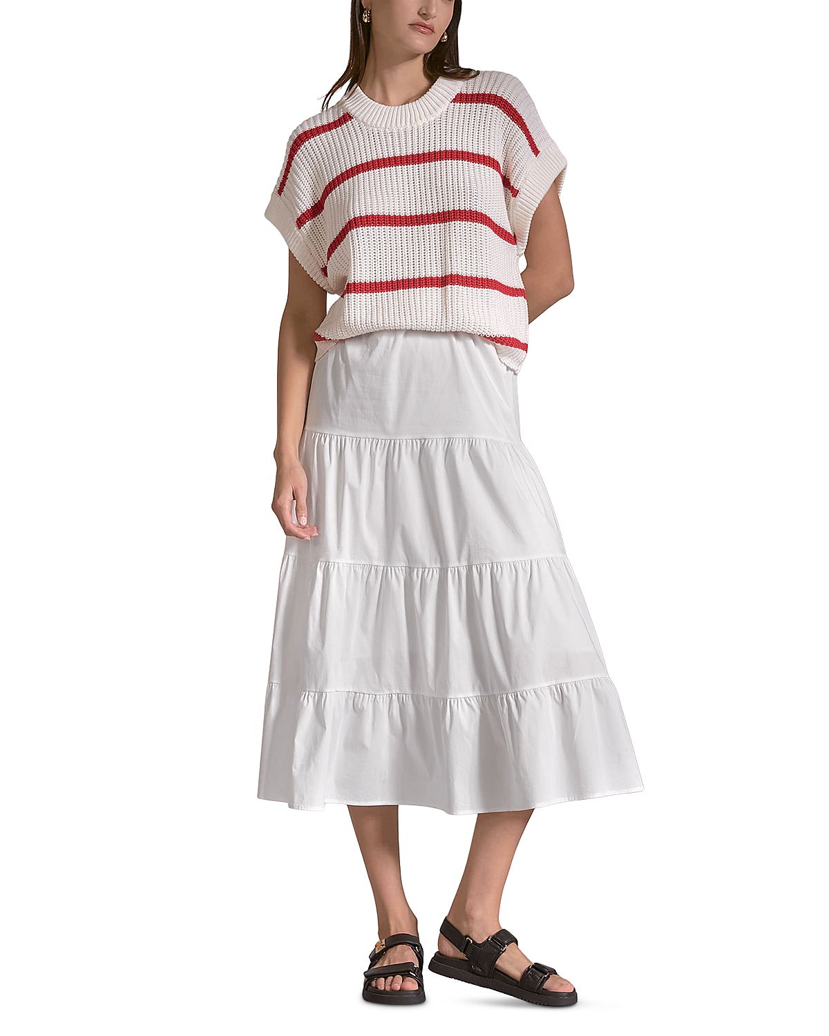 Elan Mixed Media Sweater Midi Dress