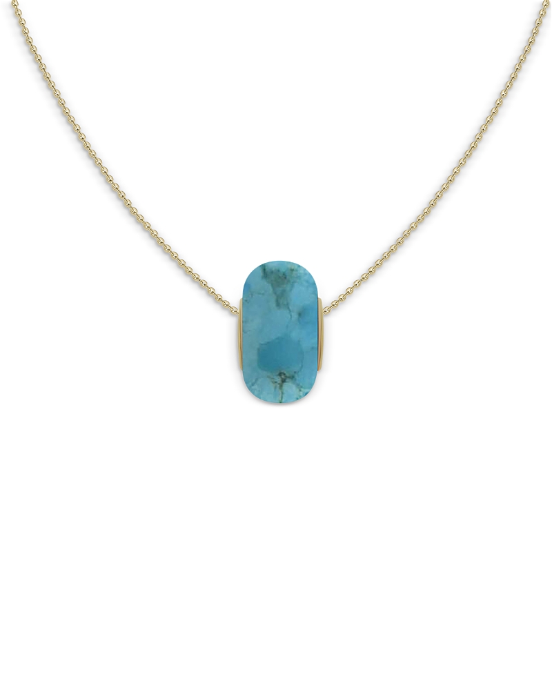 Moon & Meadow 14K Yellow Gold Compressed Turquoise Rondelle Pendant Necklace, 16-18 - Exclusive