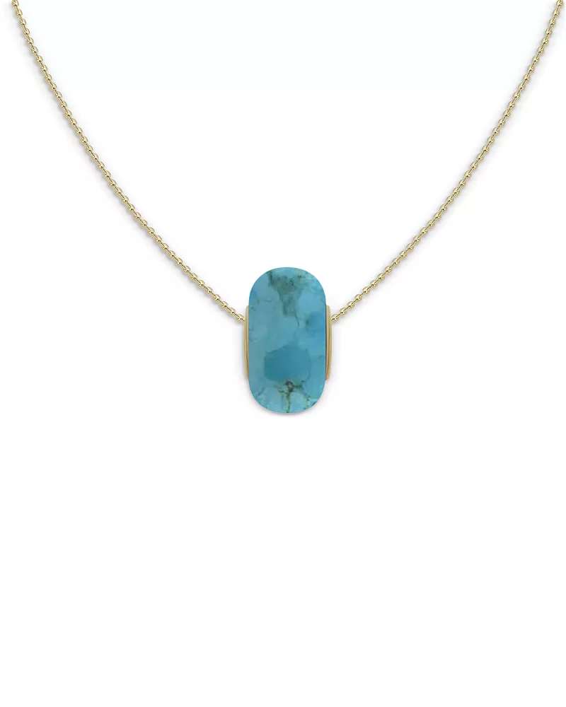 Moon & Meadow 14K Yellow Gold Compressed Turquoise Rondelle Pendant Necklace, 16-18 - Exclusive