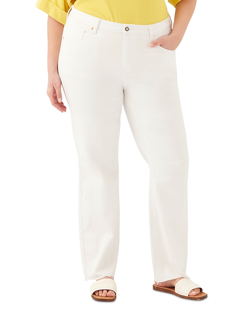 Karen Kane Plus Size Raw Hem Straight Jeans In Off White