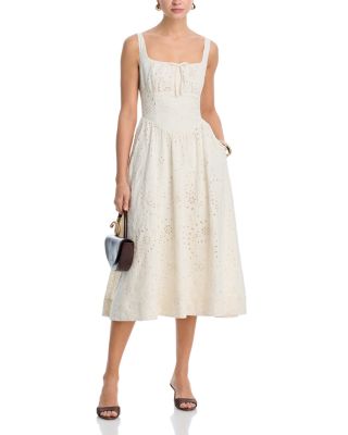 Embroidered Paisley Tie Front Midi Dress - Exclusive