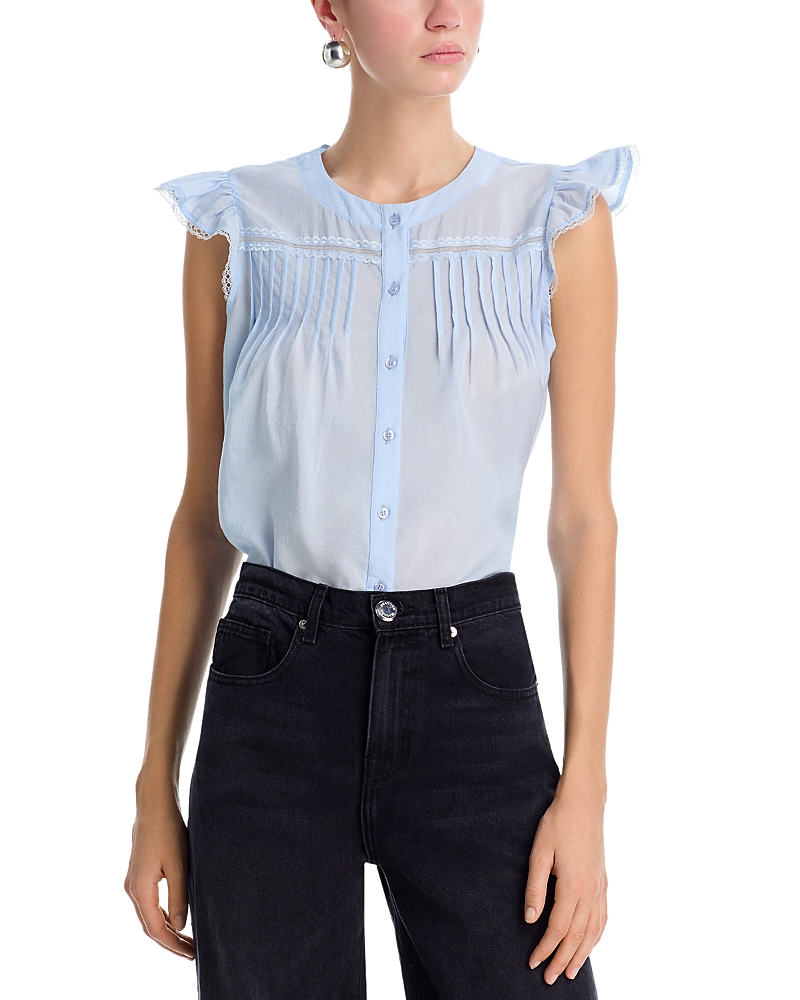 Aqua Pintuck Flutter Sleeve Top - Exclusive