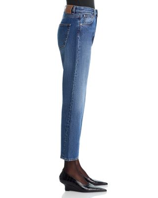 Twisted Seam Denim Jeans in Washed Blue