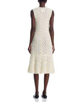 Sleeveless Fine Crochet Knit V Neck Dress