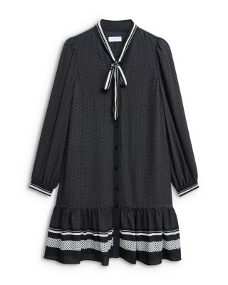 Valerie Contrast Print Tie Neck Dress