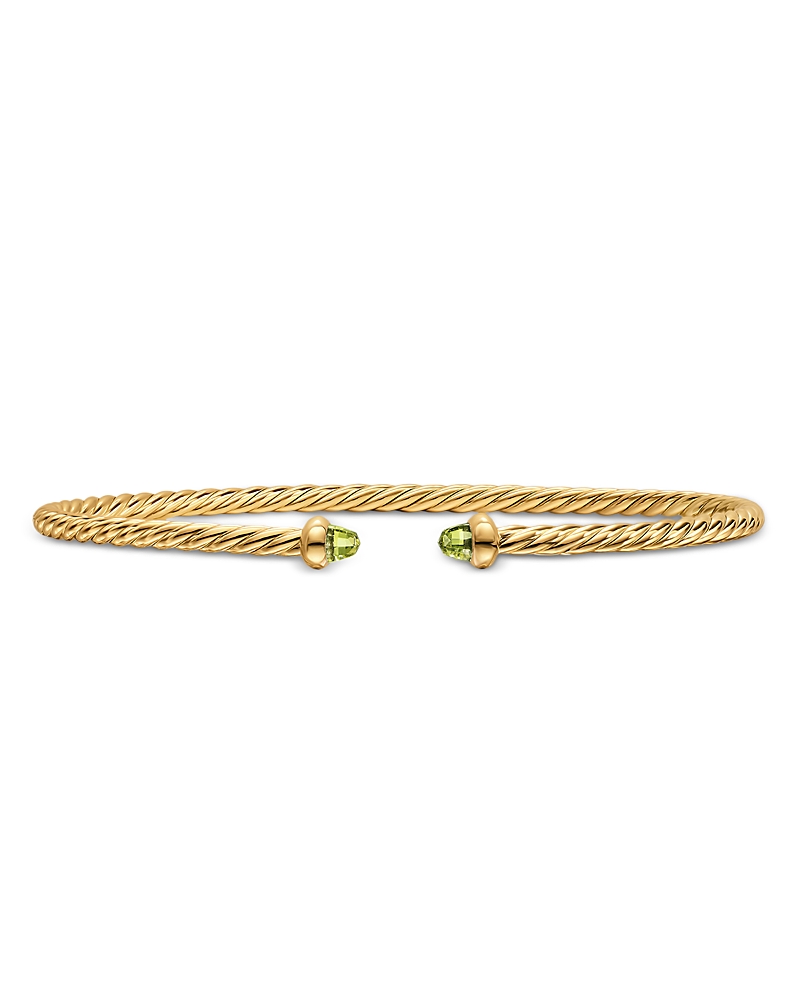 Micro Cablespira Flex Bracelet in 18K Yellow Gold with Peridot, 2.6mm