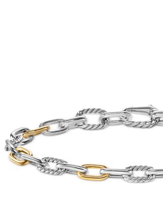 Men's DY Madison&reg; Chain Bracelet in Sterling Silver with 18K Yellow Gold, 6mm