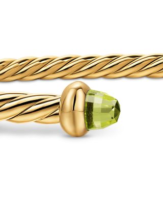 Micro Cablespira&reg; Flex Bracelet in 18K Yellow Gold with Peridot, 2.6mm 