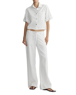 Sienna Low Rise Tie Waist Wide Leg Jeans in White Aura