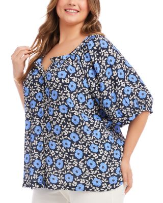 Plus Size Puff Sleeve Peasant Top