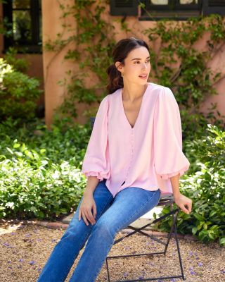 Layered Sleeve Shirred Blouse 