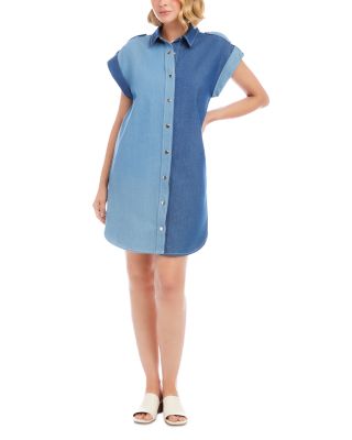 Cap Sleeve Denim Shirt Dress