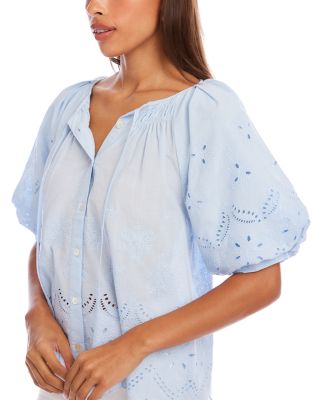 Puff Sleeve Embroidered Top