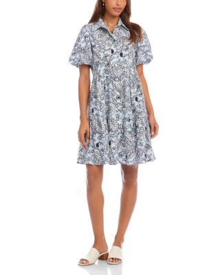 Puff Sleeve Tiered Shirtdress