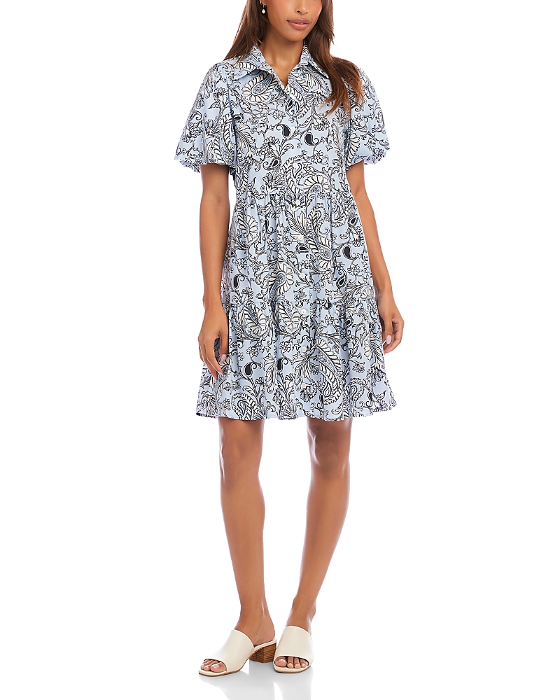 Karen Kane Puff Sleeve Tiered Shirtdress
