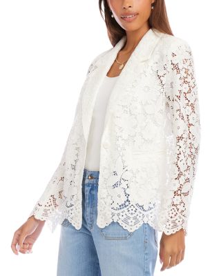 Floral Lace Scallop Edge Blazer